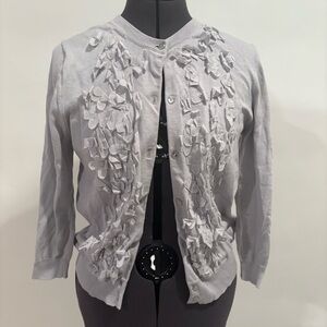 Chic Gray Cardigan with Floral Accents